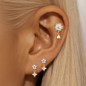 Flat Back Earring, Helix Earrings, Conch Earring, Tragus Earring, Opal Earrings, Butterfly Earrings, Cartilage Earrings, Birthstone earrings