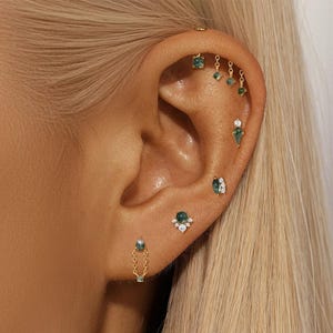 Nap Earrings, Moss Agate Earrings, Rook Earring, Flat Back Earring, Helix Earrings, Conch Earring, Tragus Earring, Cartilage Earrings