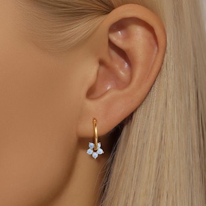 Opal Hoop Earrings, Opal Earrings, Nap Earrings, Fire Opal Earrings, Gold Huggie Earrings, Huggie Hoop Earrings, Huggie Earrings