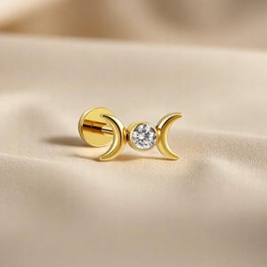 Nap Earrings, Rook Earring, Flat Back Earring, Helix Earrings, Titanium Earrings, Tragus Earring, Waterproof Jewelry, Celestial Earrings