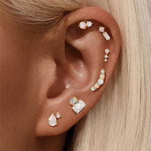 Nap Earrings, Cosmic Earrings, Rook Piercing, Opal Stud Earrings, Flat Back Earrings, Conch Piercing, Helix Earrings, Tragus Earring