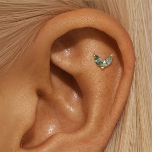 Nap Earrings, Moss Agate Earrings, Rook Earring, Flat Back Earring, Helix Earrings, Conch Earring, Tragus Earring, Cartilage Earrings