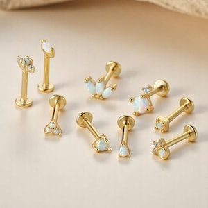 Nap Earrings, Cosmic Earrings, Rook Piercing, Opal Stud Earrings, Flat Back Earrings, Conch Piercing, Helix Earrings, Tragus Earring