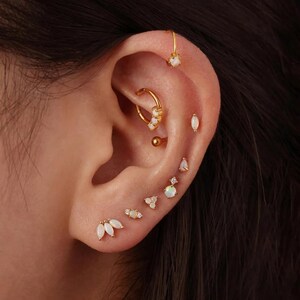 Nap Earrings, Cosmic Earrings, Rook Piercing, Opal Stud Earrings, Flat Back Earrings, Conch Piercing, Helix Earrings, Tragus Earring