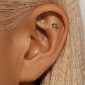 Nap Earrings, Moss Agate Earrings, Rook Earring, Flat Back Earring, Helix Earrings, Conch Earring, Tragus Earring, Cartilage Earrings