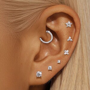 Nap Earrings, Ear Climber Earrings, Moissanite Earring, Flat Back Earring, Helix Earring, Conch Earring, Tragus Earring,Huggie Hoop Earrings