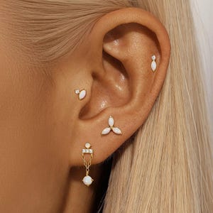 Nap Earrings, Rook Piercing, Opal Stud Earrings, Flat Back Earrings, Conch Piercing, Helix Earrings, Tragus Earring, Opal Earrings