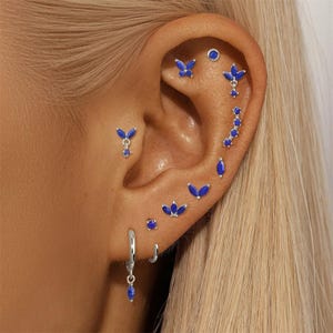 Nap Earrings, North Star Earrings, Cosmic Earrings, Rook Earring, Ear Climber Earrings, Lapis Lazuli Earrings, Flat Back Earring