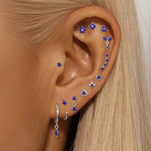 Nap Earrings, North Star Earrings, Cosmic Earrings, Rook Earring, Ear Climber Earrings, Lapis Lazuli Earrings, Flat Back Earring