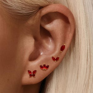 Nap Earrings, Rook Earring, Flat Back Earring, Helix Earring, Ruby Earrings, Conch Earring, Tragus Earring, Nickel Free Earrings