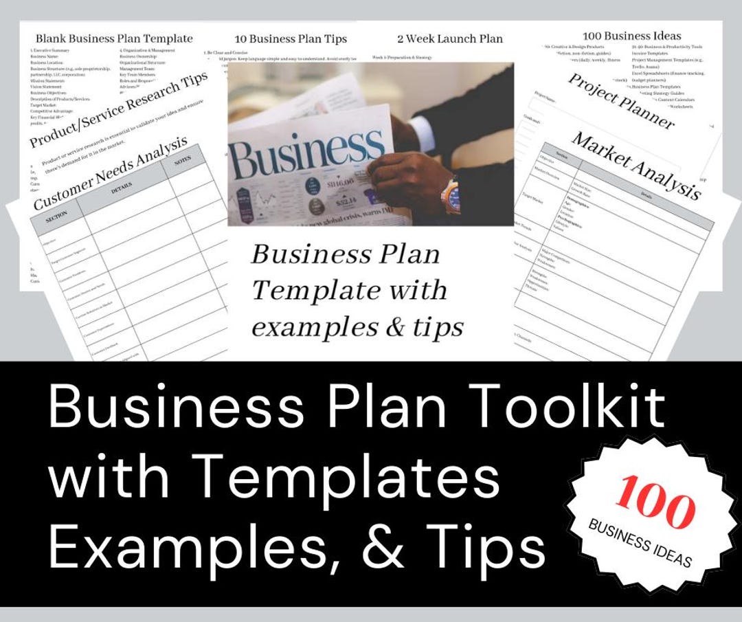 User Toolkit Format Idea Example.pdf Business Plan Template: Startup Toolkit With Examples & Tips (PDF) - Etsy