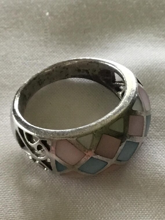 Sterling Silver Multi Colored Ring, Size 7 - image 7
