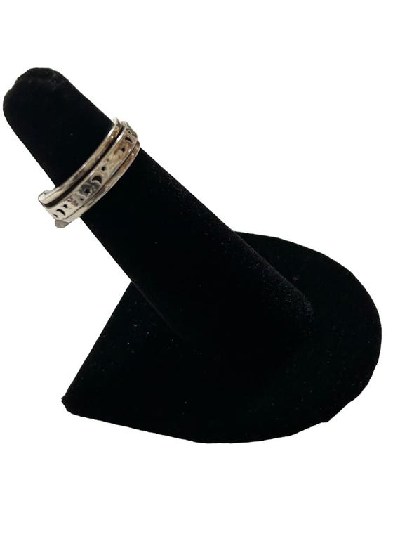 Sterling Silver Celestial Spinner Ring w/Stars & … - image 2