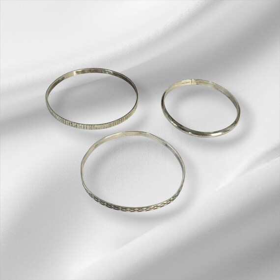 3 Sterling Silver Bangle Bracelets - image 1