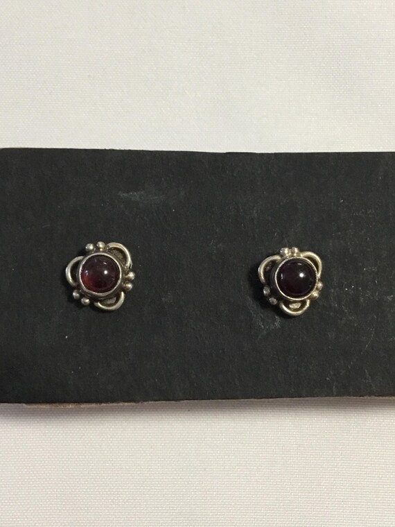 Sterling Silver Brown Stud Earrings - image 2