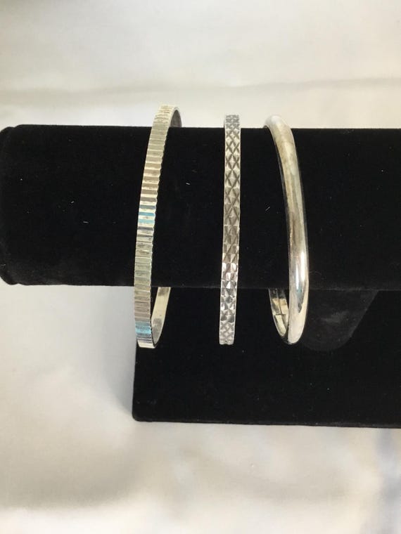 3 Sterling Silver Bangle Bracelets - image 5