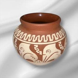 Loja Ecuador Pottery Signed UTPL JS Crane, Bird Art Vintage Handmade