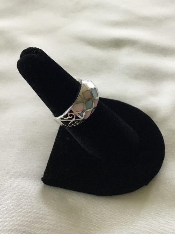 Sterling Silver Multi Colored Ring, Size 7 - image 2