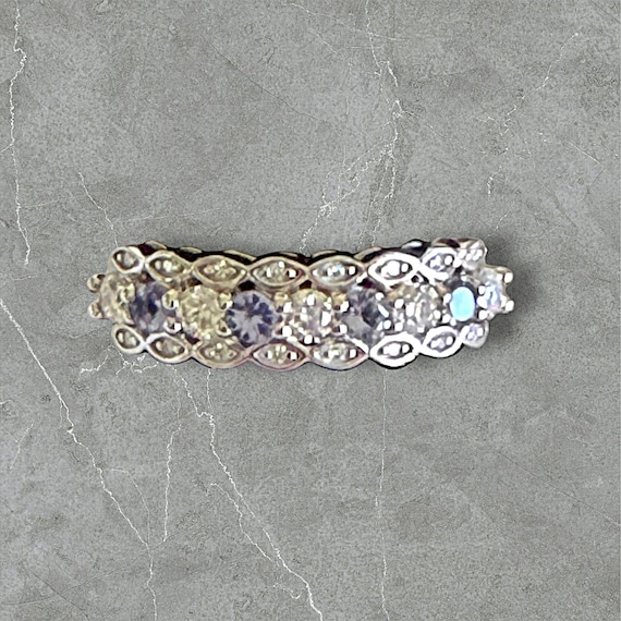 Rhodium Over Sterling Silver Tanzanite & White Zircon Ring - Size 9