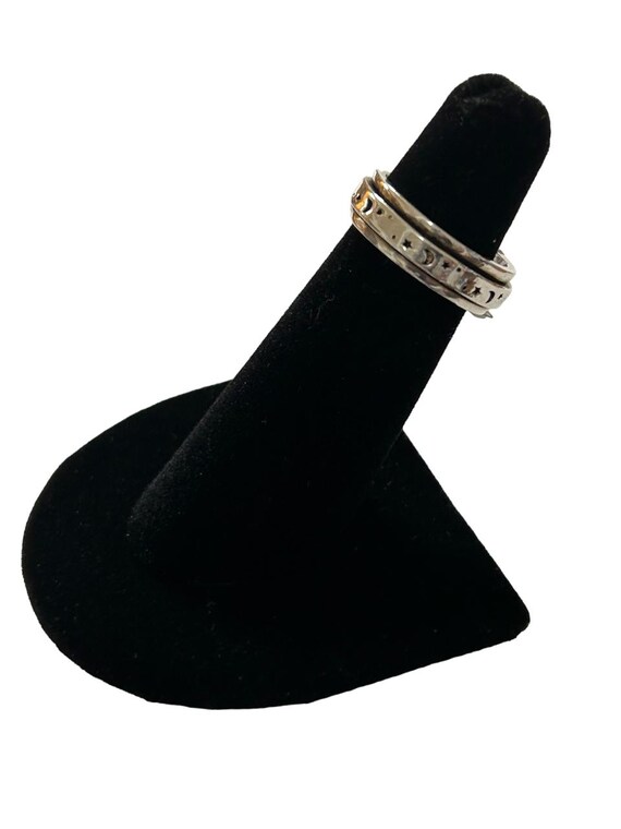 Sterling Silver Celestial Spinner Ring w/Stars & … - image 4