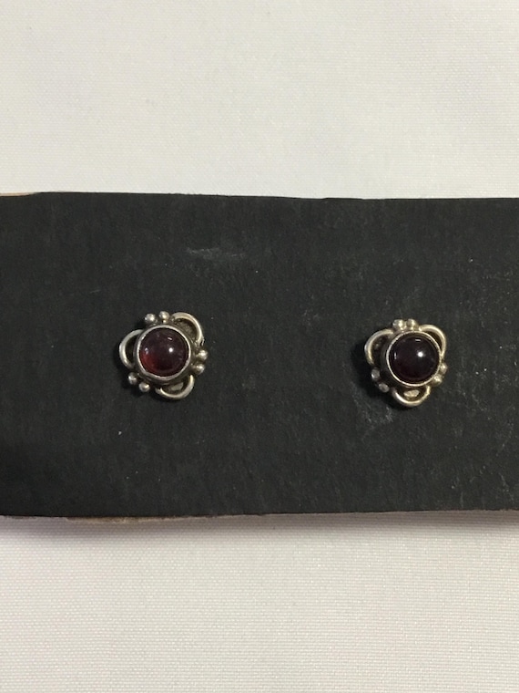 Sterling Silver Brown Stud Earrings - image 3