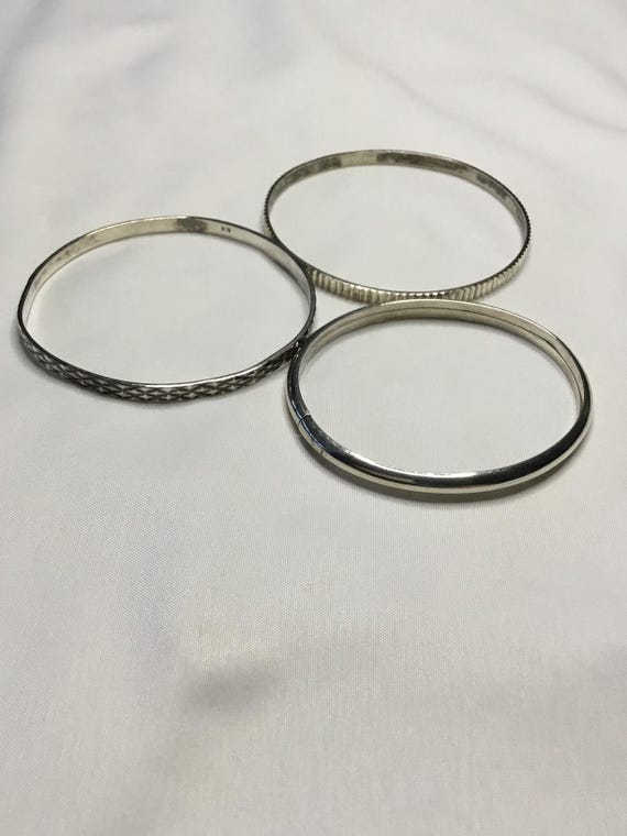 3 Sterling Silver Bangle Bracelets - image 6