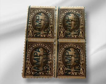 Book Of 200+ PRECANCEL Half Cent Nathan Hale Stamps, Great Selection Of Cancellations, Including Blue Block Of 4