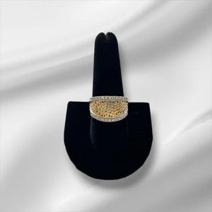 Sterling Silver Cubic Zirconia & Gold Tone Ring, Size 9 - FREE Shipping