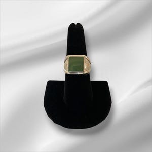 Sterling Silver Men’s Green Gemstone Ring, Size 8 - FREE Shipping