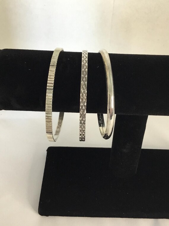 3 Sterling Silver Bangle Bracelets - image 3