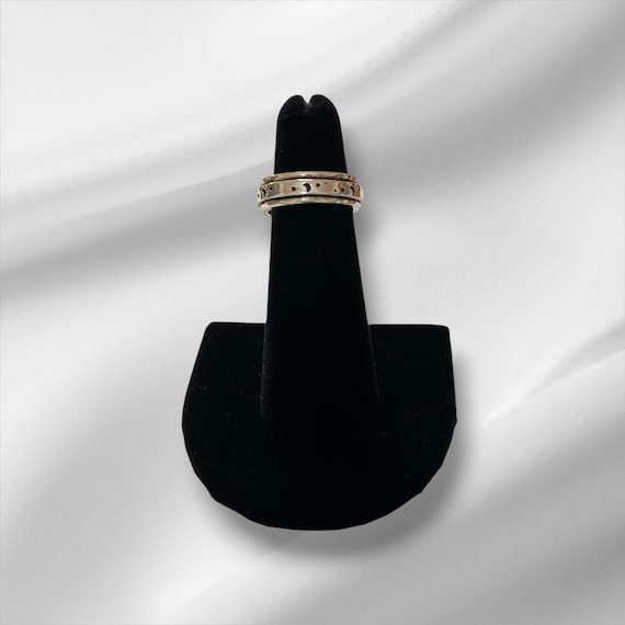 Sterling Silver Celestial Spinner Ring w/Stars & … - image 1