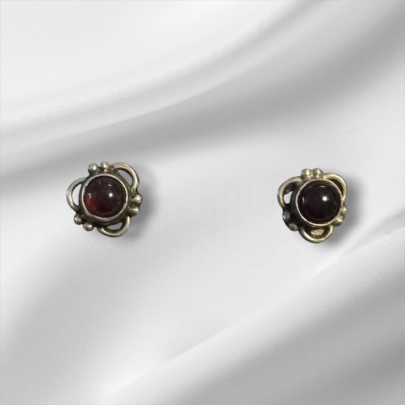 Sterling Silver Brown Stud Earrings - image 1