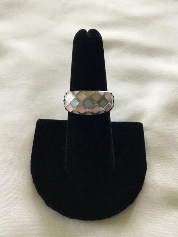 Sterling Silver Multi Colored Ring, Size 7 - image 3