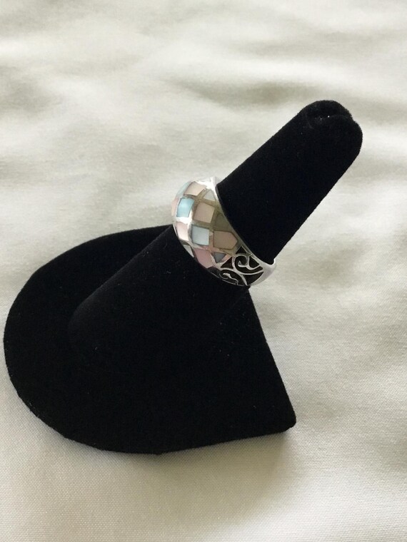 Sterling Silver Multi Colored Ring, Size 7 - image 5