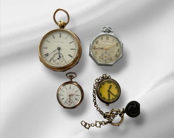 4 Antique & Vintage Pocket Watches – Not Working Selling As Parts.