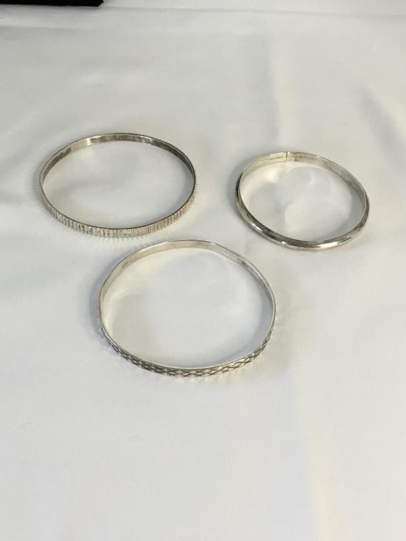 3 Sterling Silver Bangle Bracelets - image 2