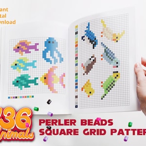 Cute Animals Perler Bead Pattern Collection, sample perler beads for crafting, gift, party, wall art, kids room, decoration, perlerart