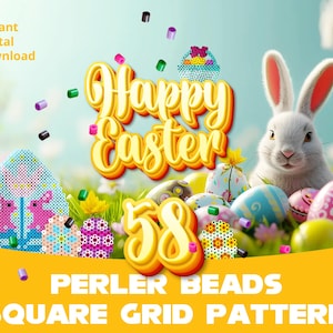 Easter Perler Bead Pattern Collection, sample perler beads for crafting, gift, party, wall art, kids room, decoration, perlerart