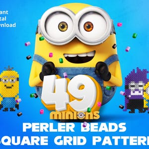 Minions Perler Bead Pattern Ideas Collection, sample perler beads for crafting, gift, party, wall art, kids room, hama beads, gru