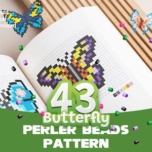Butterfly Perler Bead Pattern Collection,  perler beads crafting, party, wall art, creative play, fine motor skills, cognitive development