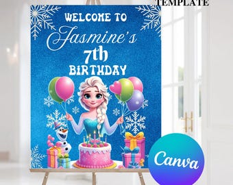 Frozen Birthday Sign | Instant Download | Frozen Welcome Sign | Frozen Welcome Board | Welcome Poster | Frozen Welcome Banner