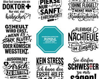 Nurse Sayings SVG PNG Bundle Caregiver Plotter File Cricut Print on Demand Gift Digital T-shirt Nurse Humor