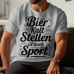 Men's Funny German Quote T-Shirt, Bier Kalt Stellen Sport Tee, Casual Graphic Shirt, Gift for Him, Unique Typography Design