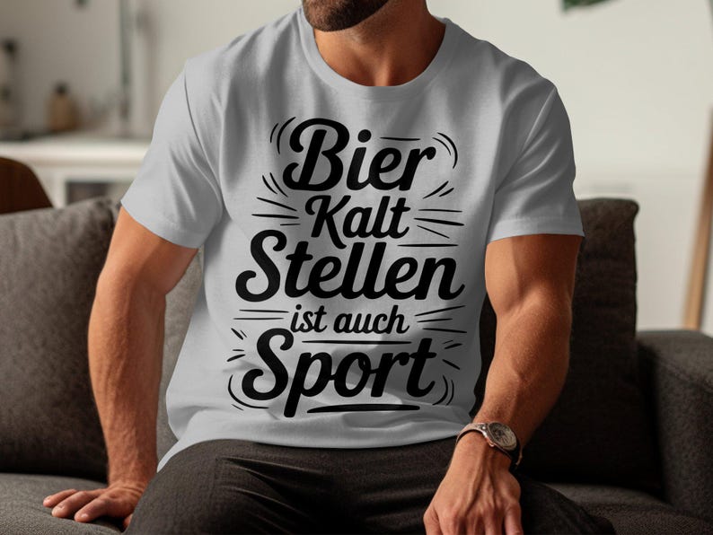 Men's Funny German Quote T-Shirt, Bier Kalt Stellen Sport Tee, Casual Graphic Shirt, Gift for Him, Unique Typography Design