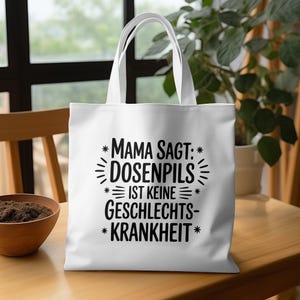 Mama Sagt Dosenpils Tote Bag, Funny German Quote, Canvas Bag, Gift for Her