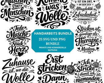 Knitting SVG crochet handicraft bundle sayings 25 files for Cricut Silhouette plotter file wool knitting sayings bundle plotter PNG