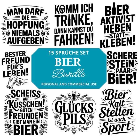 German Bier Sprüche svg png Bundle Alkohol svg drinks svg Cricut Silhouette Plotterdatei SVG deutsche Sprüche svg print on demand Tshirt pod