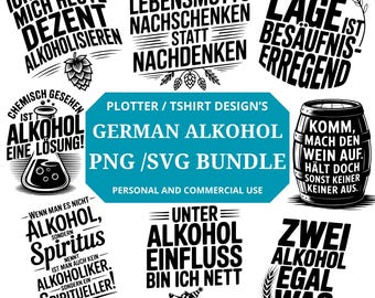 German alcohol sayings SVG PNG T-shirt bundle alcohol SVG drinks SVG Cricut Silhouette plotter file SVG German SVG print on demand T-shirt
