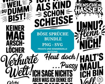 German Sayings, Nasty Plotter Bundle SVG, Cheeky Sayings Plotter SVG, Funny Sayings SVG, Bag Sayings Bundle, German Plotter Files (Pod)