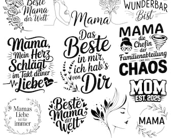 Mother's Day SVG PNG Bundle Plotter file Mama sayings German Plotter file Mother's Day German lettering SVG Mom gift mother Diy